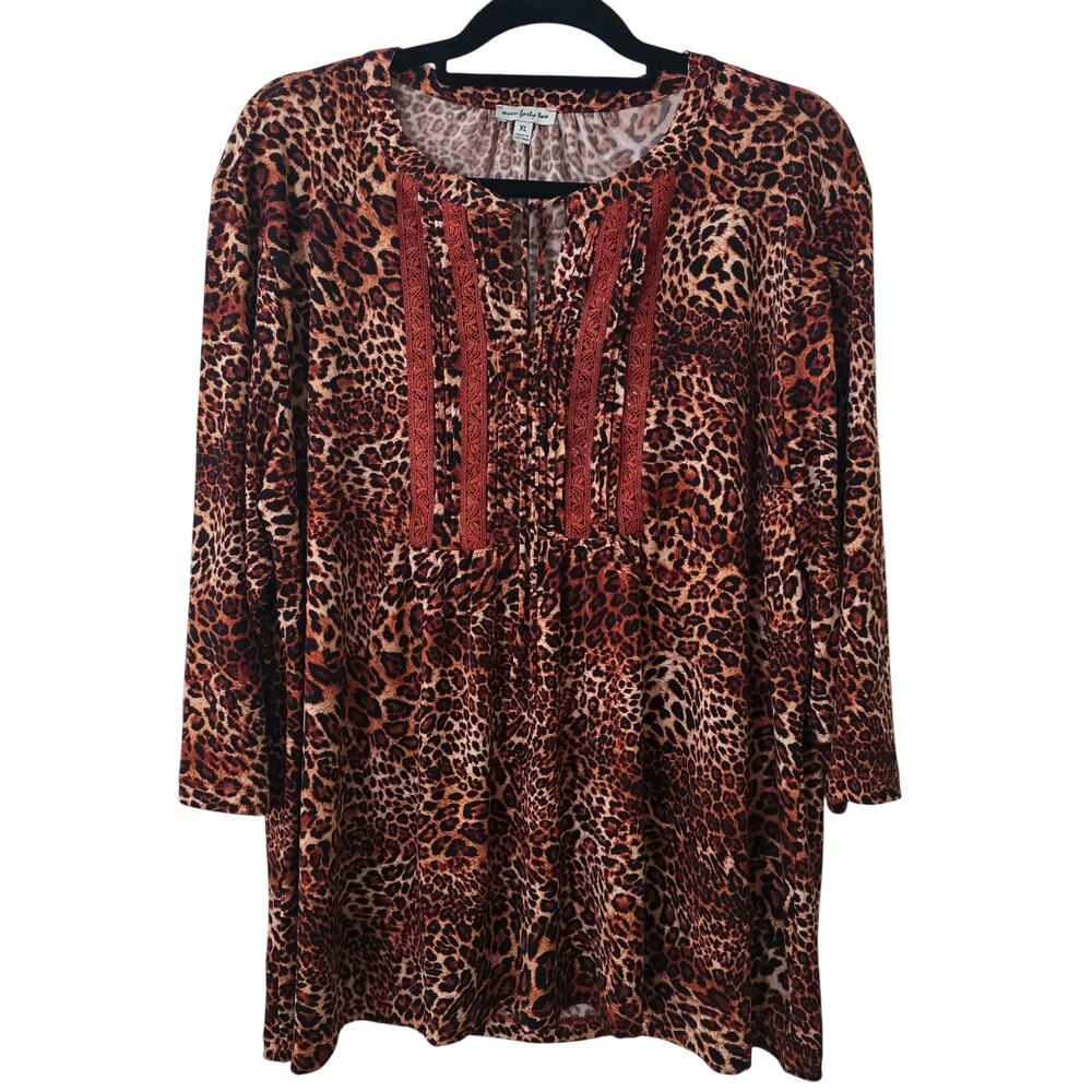 Seven Forty Two Leopard Print Tunic Top Size XL
